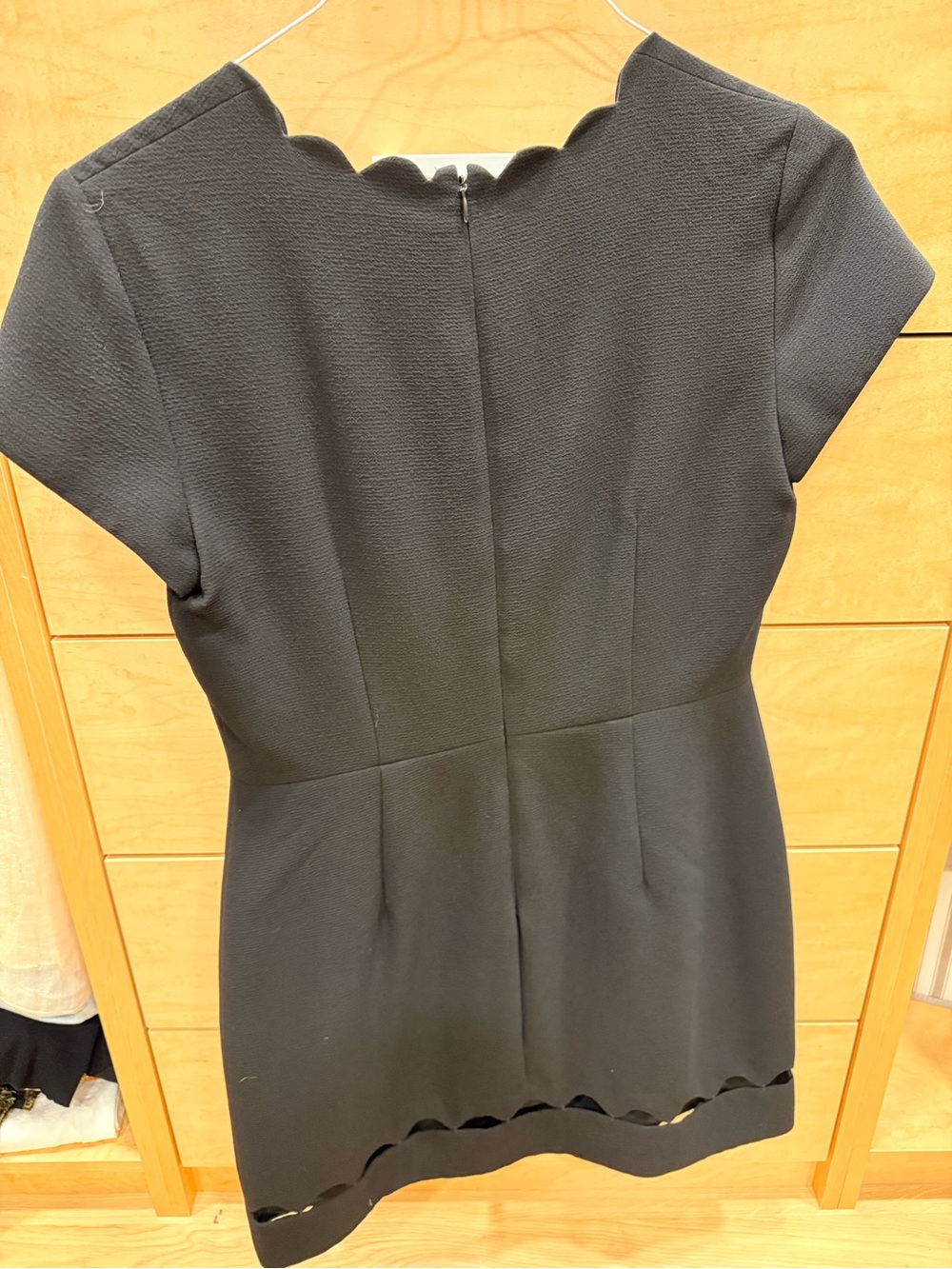 Club Monaco Black Scalloped Neck and Hem Short Sleeve Dress - Picture 3 of 3